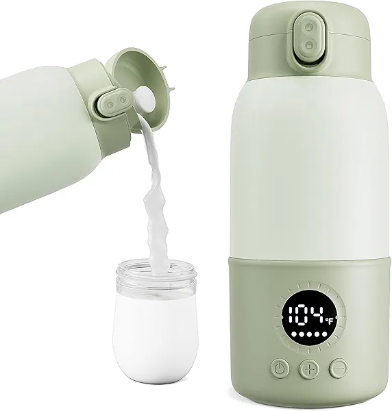 Portable Bottle Warmer for Travel, 2-Min Fast Heating Baby Bottle Warmer,12.8oz Formula Container to Go for Breastmilk, Formula Dispenser with Long-Lasting Keep Warm Function