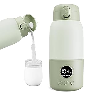 Portable Bottle Warmer for Travel, 2-Min Fast Heating Baby Bottle Warmer,12.8oz Formula Container to Go for Breastmilk, Formula Dispenser with Long-Lasting Keep Warm Function