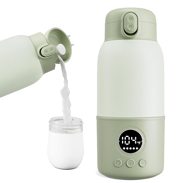 Portable Bottle Warmer for Travel, 2-Min Fast Heating Baby Bottle Warmer,12.8oz Formula Container to Go for Breastmilk, Formula Dispenser with Long-Lasting Keep Warm Function
