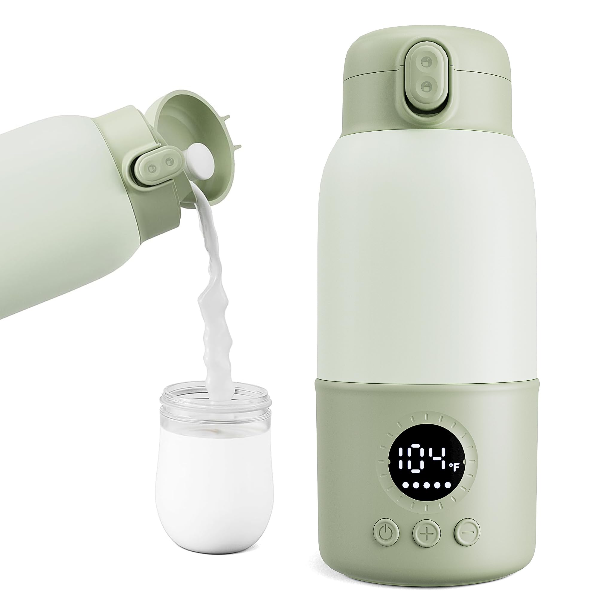 Portable Bottle Warmer for Travel, 2-Min Fast Heating Baby Bottle Warmer,12.8oz Formula Container to Go for Breastmilk, Fo...