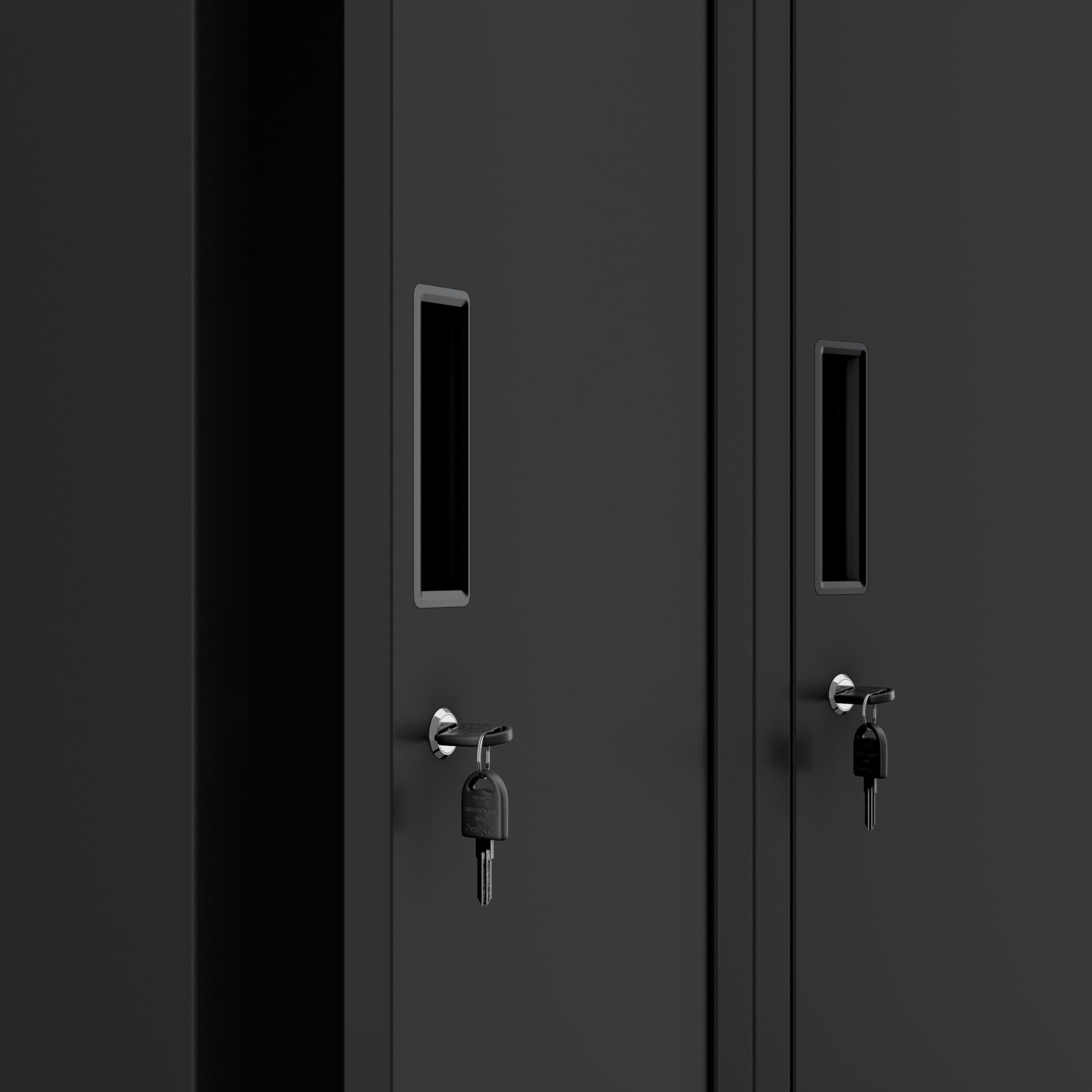Jan Nowak Armoire Vestiaire Metallique 2B1AS Casier en Métal 2 Compartiments cloison Revêtement en Poudre 180 cm x 60 cm x 50 cm Noir