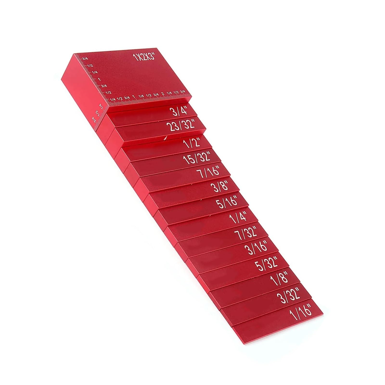 Juego de 15 bloques ajuste precisión for sierra, mesa calibración, barras, prueba profundidad, distancia, barra aleación, bloque medición for carpintería Maquinistas y metalúrgicos(Rot)