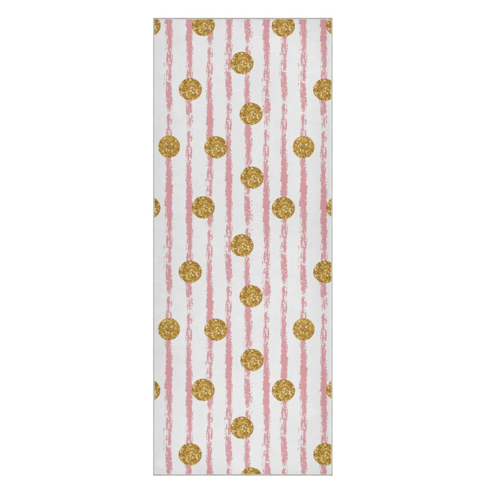 susiy Pink Stripes Gold Pattern Non-Slip Yoga Mat Towel,Hot Yoga Towel for Sweat & Grip Dots,Yoga Mat Cover Blanket for Hot Yoga Bikram Pilates Gym Travel