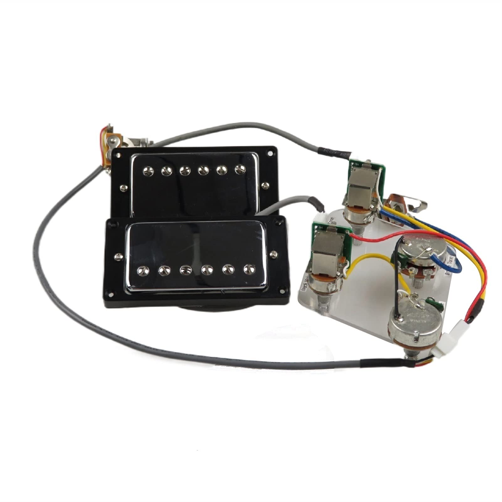 Guitar Pickups Humbucker Pickups Pickup Neck And Bridge Pickup 4C Wiązki Okablowania Push-pull Single Cut Set Dla Gibson Eviphone Gitara Przetworniki gitary elektrycznej (Color : Silver Black Frame)
