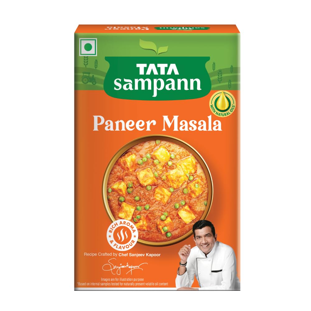 Tata Sampann Paneer Masala Powder with Natural Oils, 100g, Crafted by Chef Sanjeev Kapoor, With Chef’s Exclusive Tip, Rich Aroma & Flavour