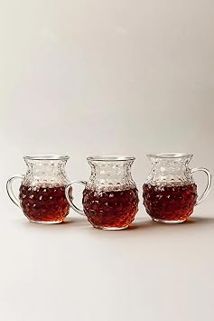 3 Par a Keyfi Ala Kulplu Damla Model Tombul  ay Barda  Borosilikat Cam 200 ml