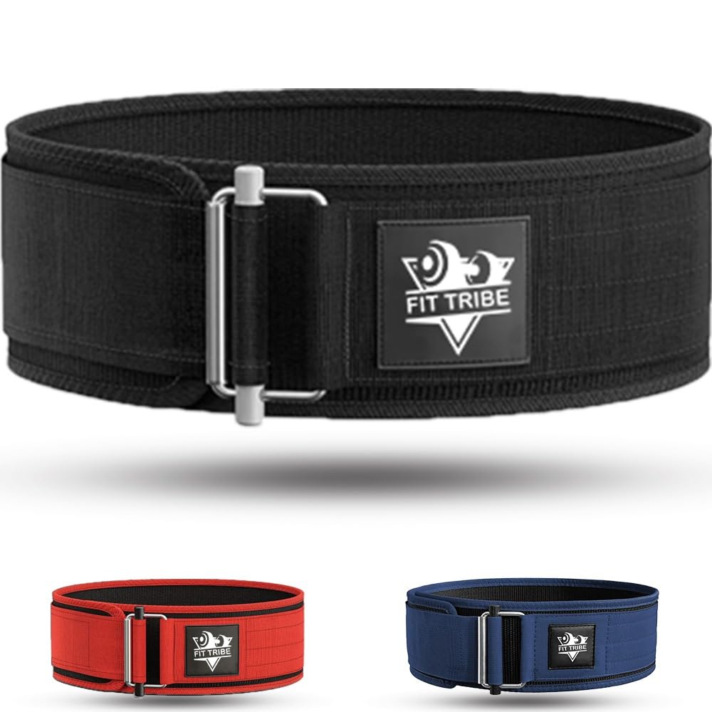 Adjustable Gym Belt - Weight Lifting Belt for Men and Women - Durable Nylon Powerlifting Belt with Self Locking Mechanism for Safe Strength Training