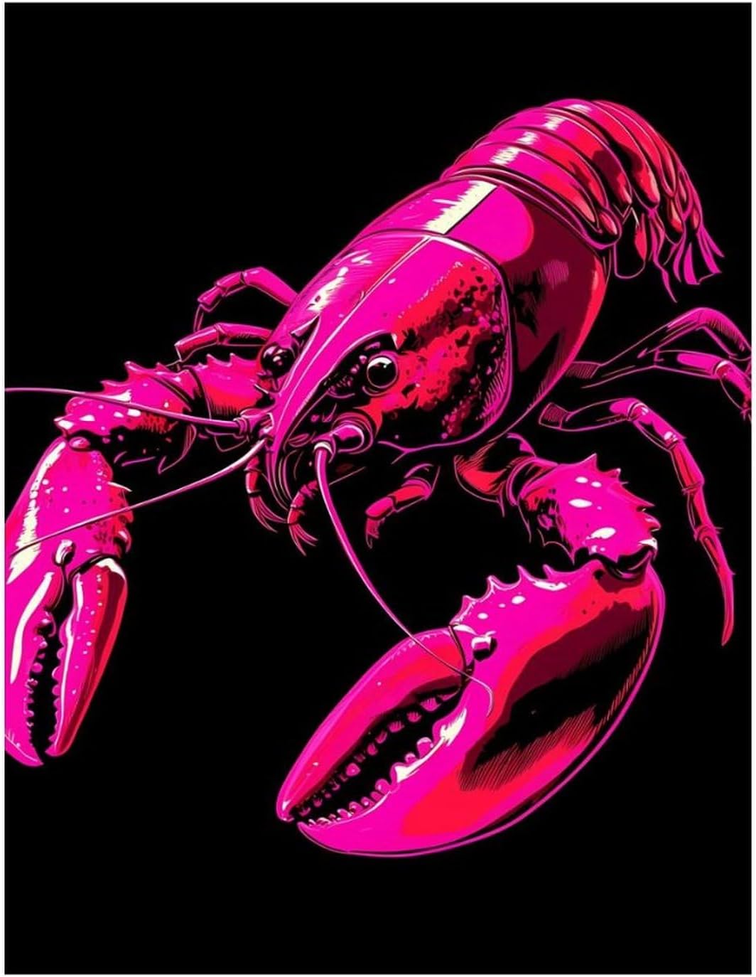 Cool Lobster Diamond 5D Painting Kits with Frame DIY Full Round Drill Gem Art Crafts for Home Wall Decor 16 X 20in Yellow Wood 40 * 50cm