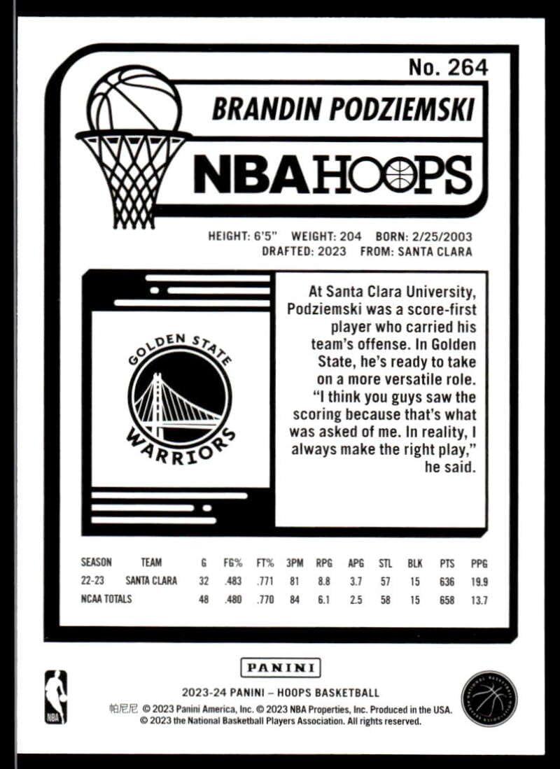 Amazon.com: 2023-24 Panini Hoops #264 Brandin Podziemski Golden
