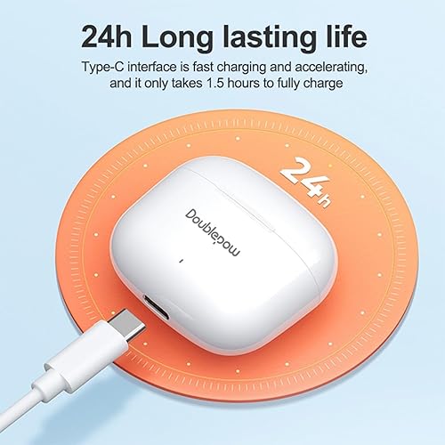 Miniatura 6 de LP40 Pro - Auriculares inalámbricos Bluetooth 5.3 con micrófono, auriculares estéreo duales con cancelación de ruido, baja latencia, auriculares