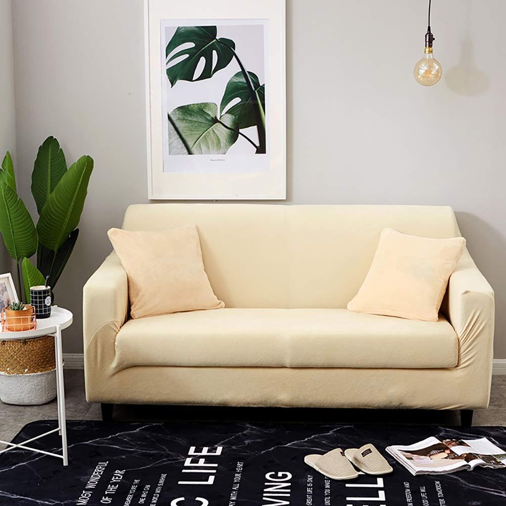 Felpa Cubiertas De Sofá para 1 2 3 4 Cubierta De Sofá,Completo Elásticoidad Couch Protector con Correas,Polvo-Prueba Elástico Soft Couch Cover para Perros Niños-