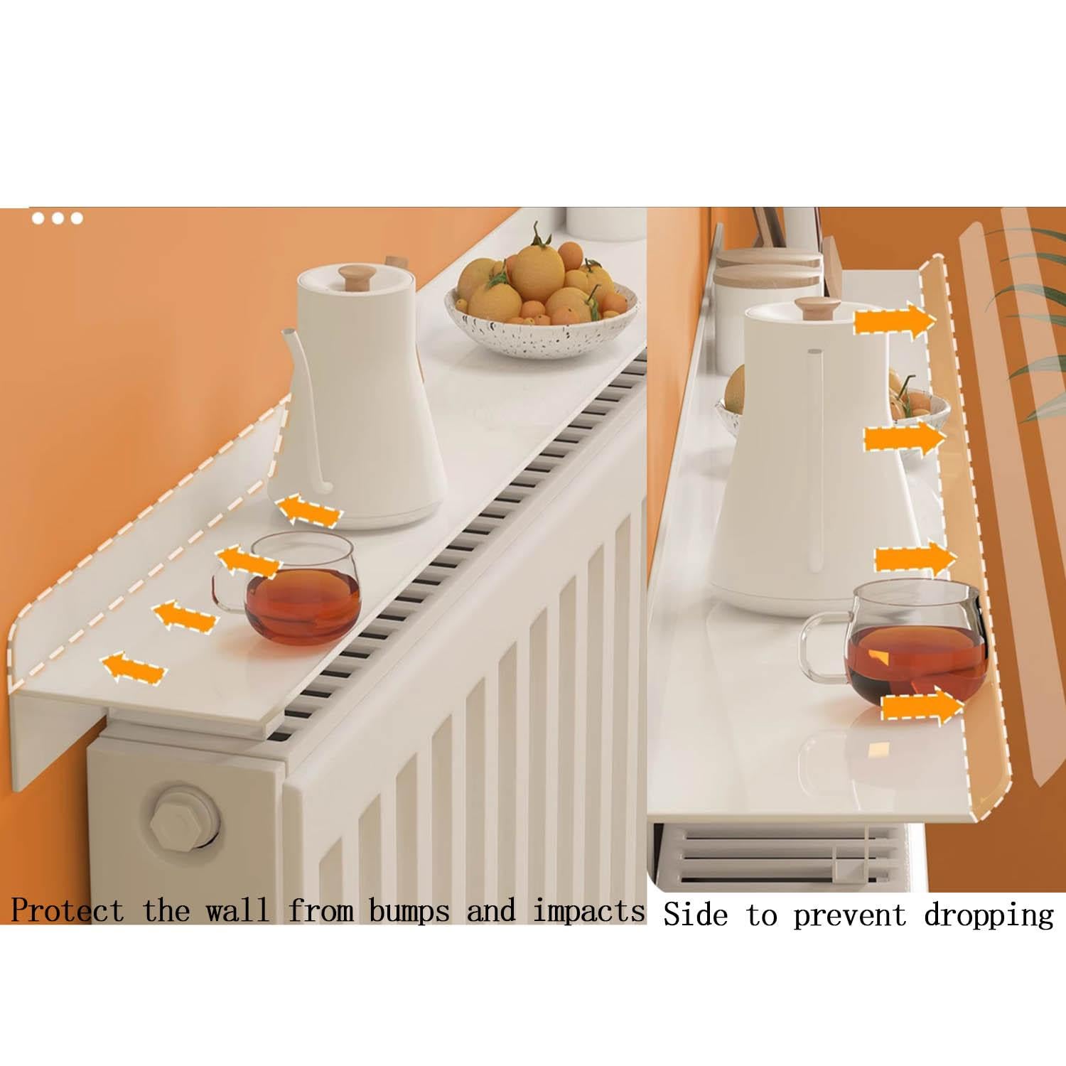 Funda para estante de radiador para el hogar, 60-160 cm, ajustable, a prueba de polvo, antihumo, no requiere taladrar, ideal para dormitorio y sala de estar, color blanco, 100 cm de ancho