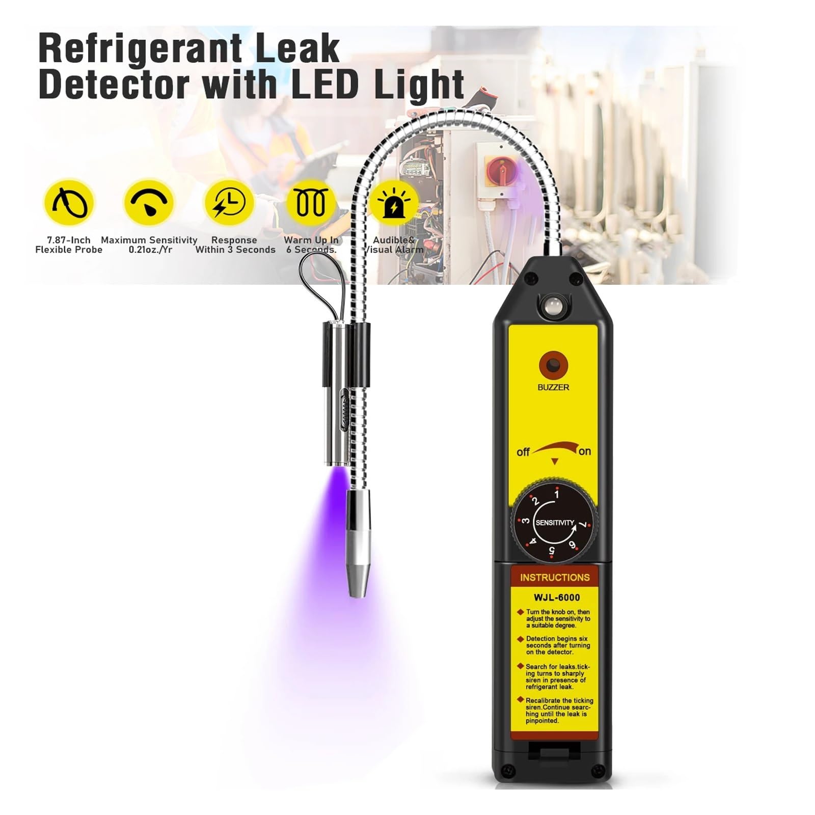 Détecteur de Fuite de Réfrigérant Halogène R22 R410A R134A R1234YF Testeur de Gaz HCFC avec Lampe UV