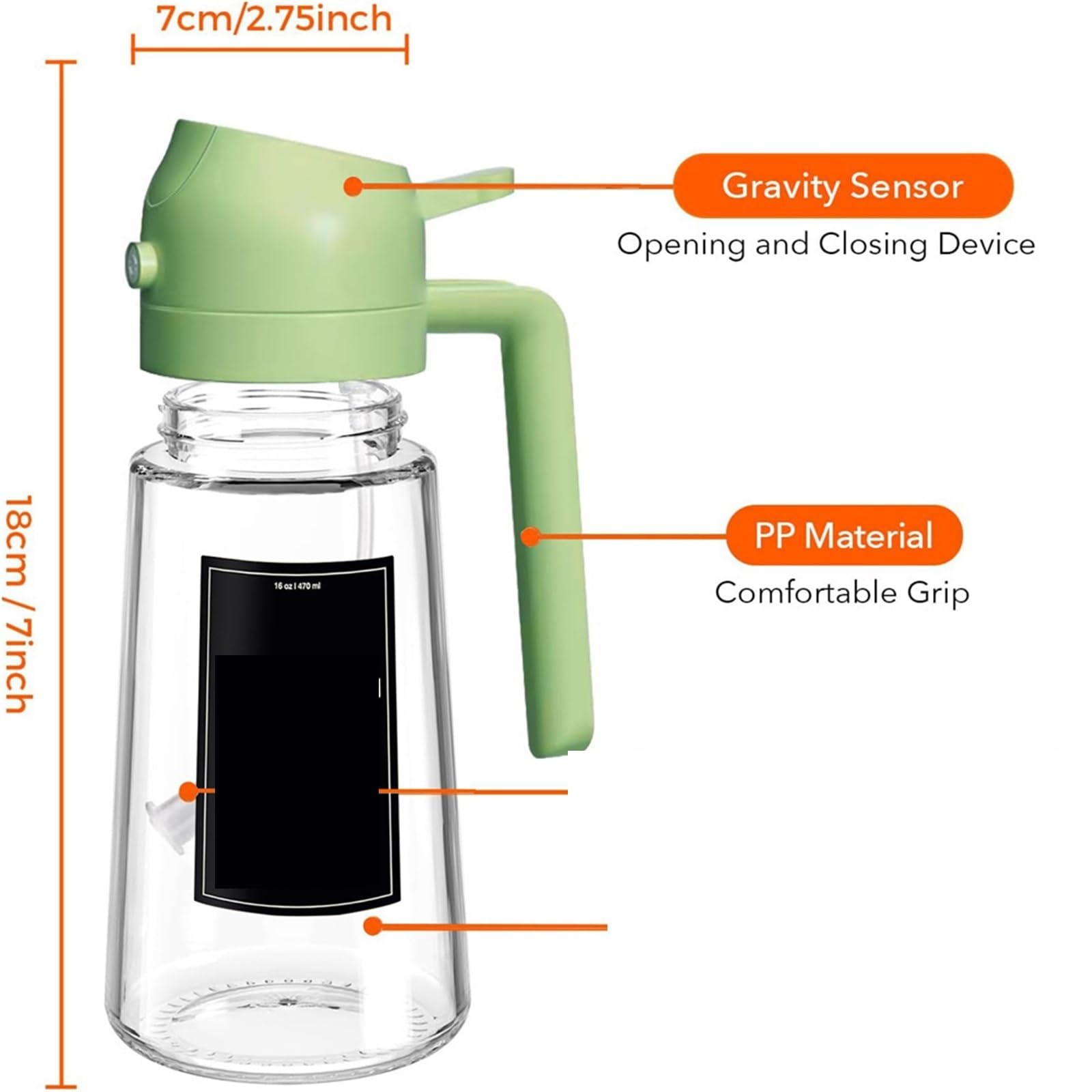 Distributeur d'huile, Pulvérisateur D'huile Pour, Bouteille Distributrice 2 En 1 Pour, Verre De 16oz/470ml, Monsieur Qualité Alimentaire pour friteuse à air, salade(2pcs White)