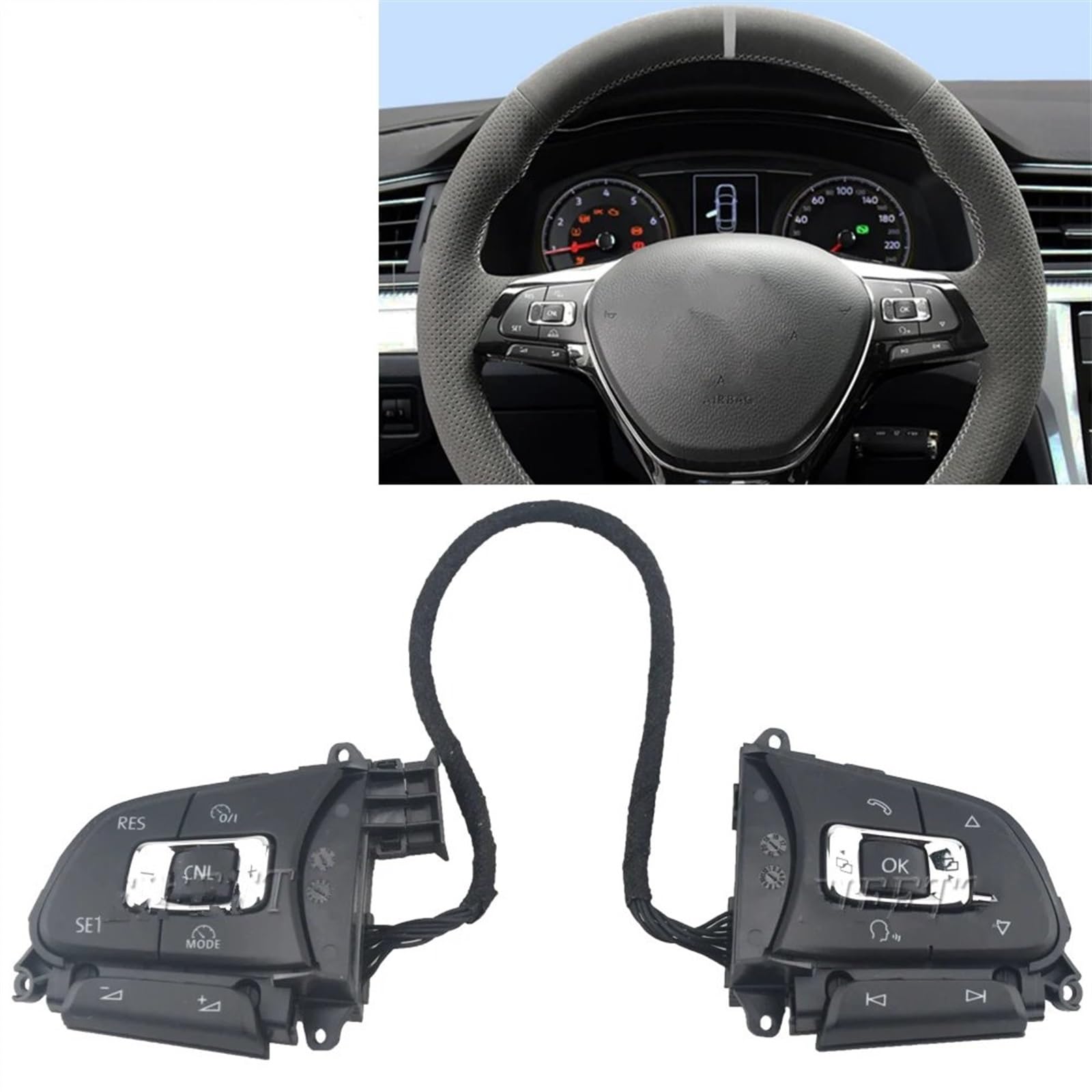 Lenk Rad Knopf Ersatz Kompatibel Mit VW Für Passat Für Jetta Für Tiguan Für Touran Für T-ROC Für Arteon Autozubehör Lenkrad Tempomat-Taste 5NG959442A 5NG959442
