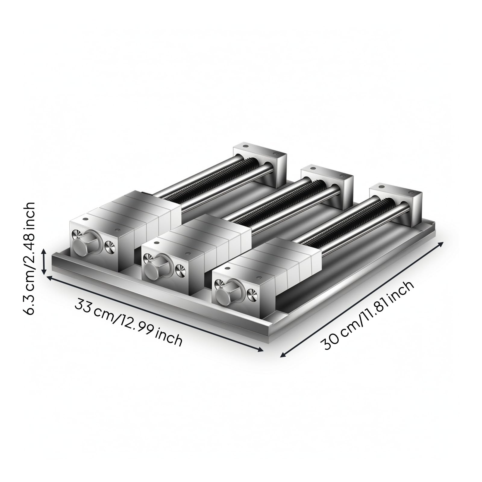 Qianly Morsa Universale a Tre-4 Assi-Cinque Assi Robusta Morsa con Ganasce Sostituibili Multi-Stazione per Officina Meccanica, 3 File, 12 Posizioni, Base 16mm