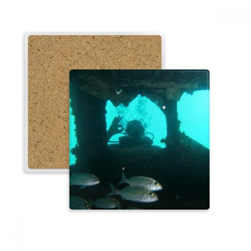 Sous-verre absorbant plongée et poisson cadeau original pour amateurs d'océan