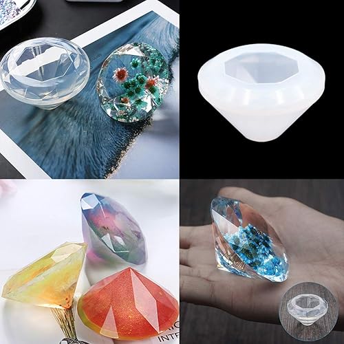 Miniatura 2 de EuTengHao Juego de 18 moldes de fundición de resina de silicona, incluye 6 moldes de fundición de resina, moldes grandes de silicona transparente, 2