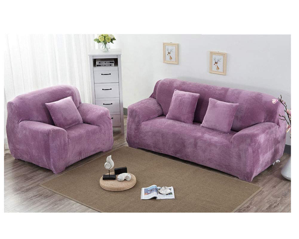 ZIXING FashionThick Sofa Slipcover Pure Color Sofa Protector Velvet Easy Fit Light Purple 90 * 140cm(1seater)