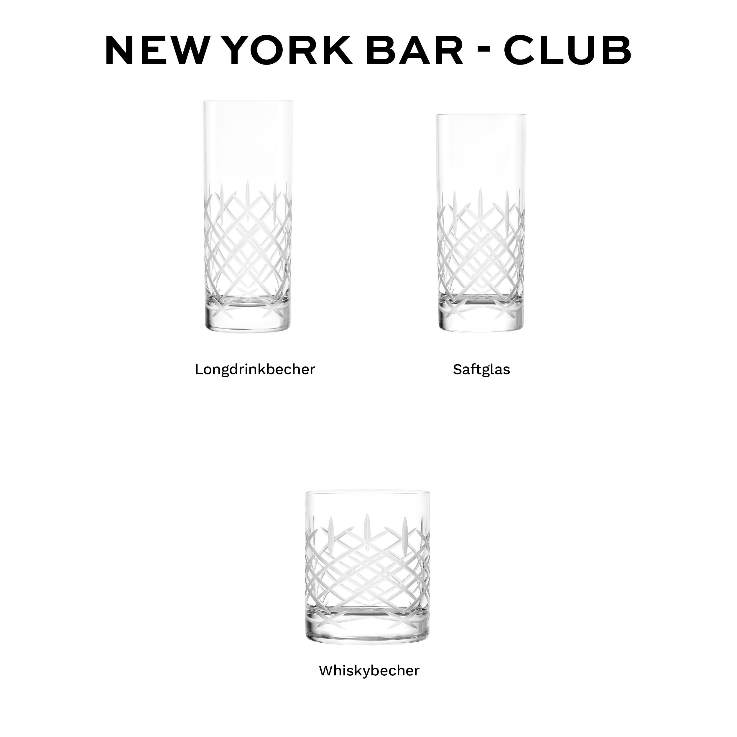 Stölzle Lausitz New York Bar Club Saftgläser Wassergläser 380 ml, 6er-Set | Saft-, Wasser- und Allroundgläser für Getränke und Cocktails, aus bleifreiem Kristallglas, stoßfest & spülmaschinengeeignet