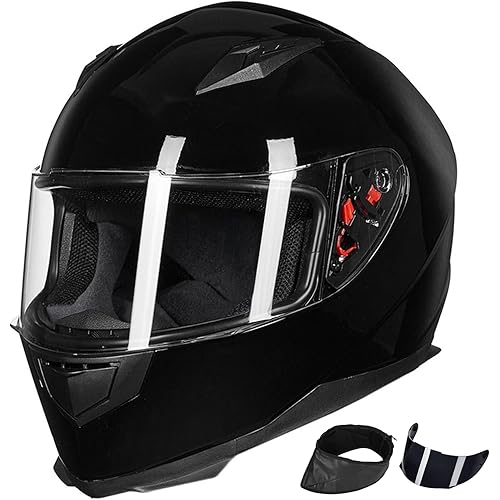 ILM Full Face Motorcycle Street Bike Helmet with Removable Winter Neck Scarf + 2 Visors DOT Model-JK313