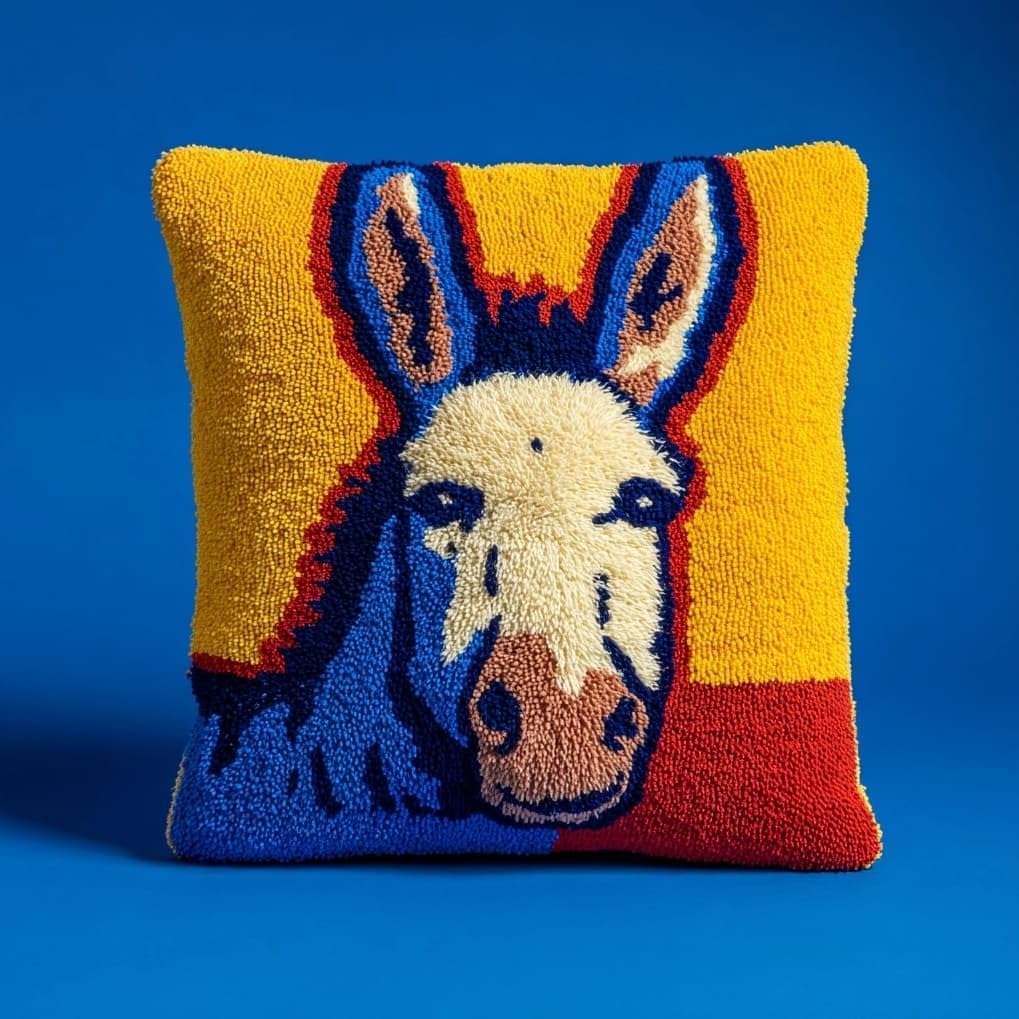AxiangziK Latch Hook Pillow Kits 17x17in,Animal Donkey