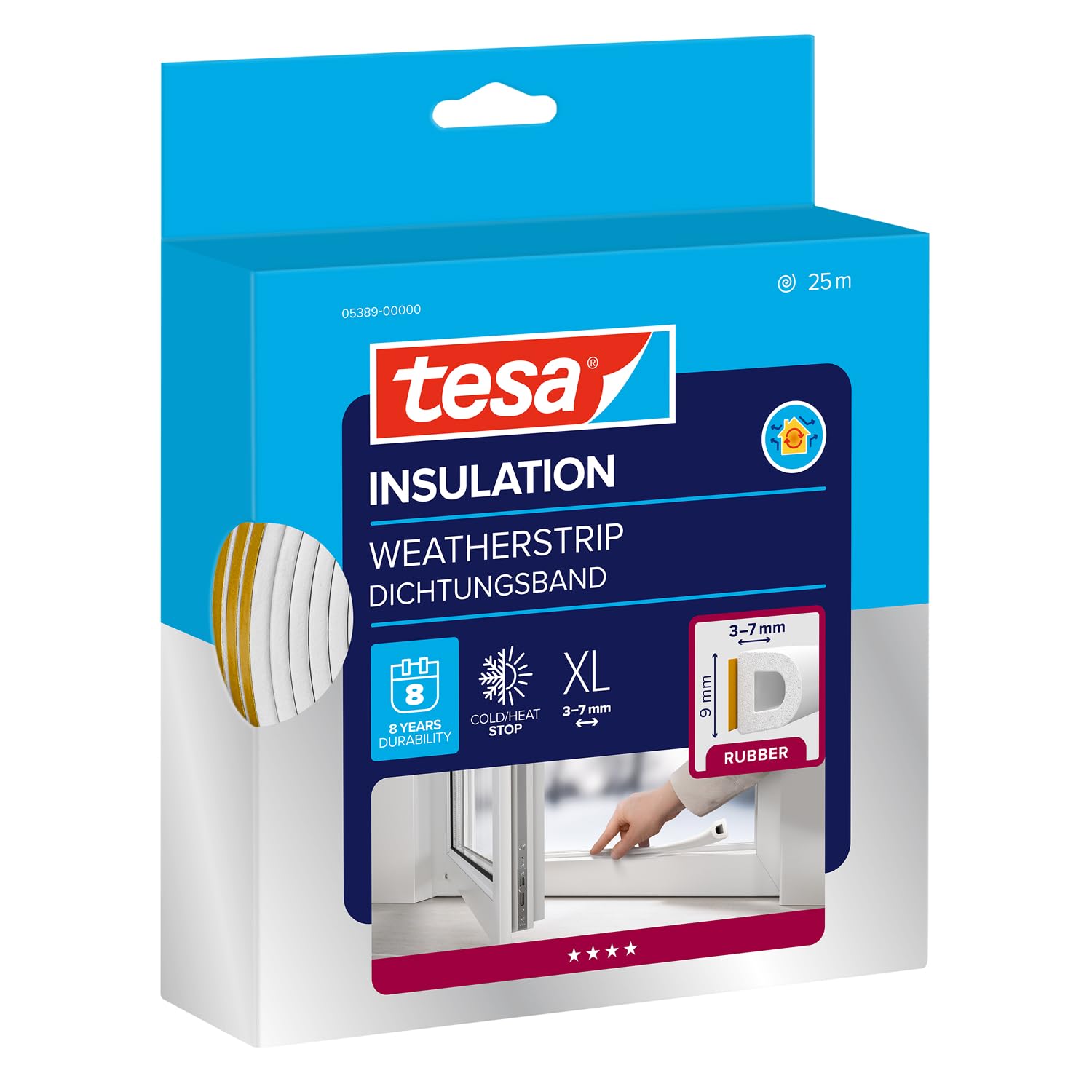 tesa 05389-00000-00 tesamoll Draught excluder White LxW 25m x 9mm ...