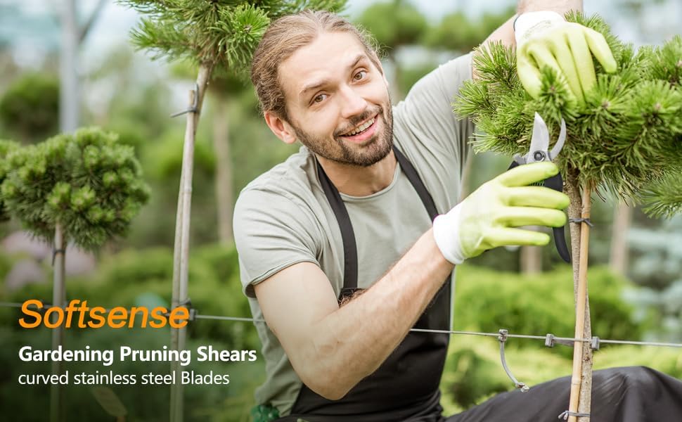 Miniatura 7 de Tijeras de jardín para plantas, tijeras de podar de punta para cortar flores, recortar plantas, bonsái y recolección de frutas (podadora de cuchilla