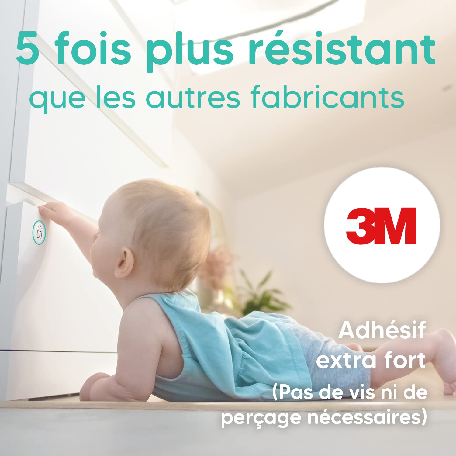 Aycorn Verrous Magnétiques de Sécurité pour Bébés et Enfants, 10 loquets aimantés et 2 clés, Bloque Porte Placard - Installation rapide et sans vis - Serrure invisible pour tiroirs, placards et portes
