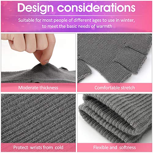 Geyoga 6 Pairs Unisex Half Finger Gloves Warm Stretchy Knit Fingerless Gloves 8.6 Inches Soft Gloves For Women Men thumb #4