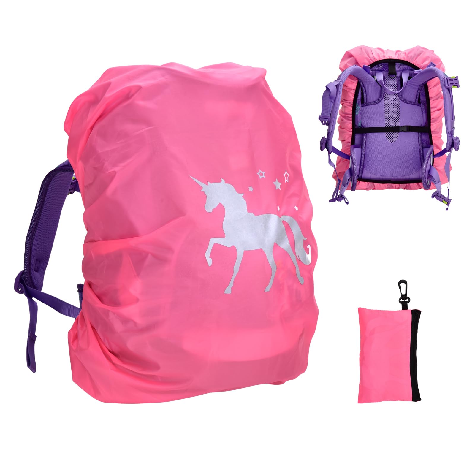 KASESSS 2 Pièces Housse De Pluie Sac à Dos 45L Avec Bandes Réfléchissantes - Protection Imperméable Cyclisme Et École