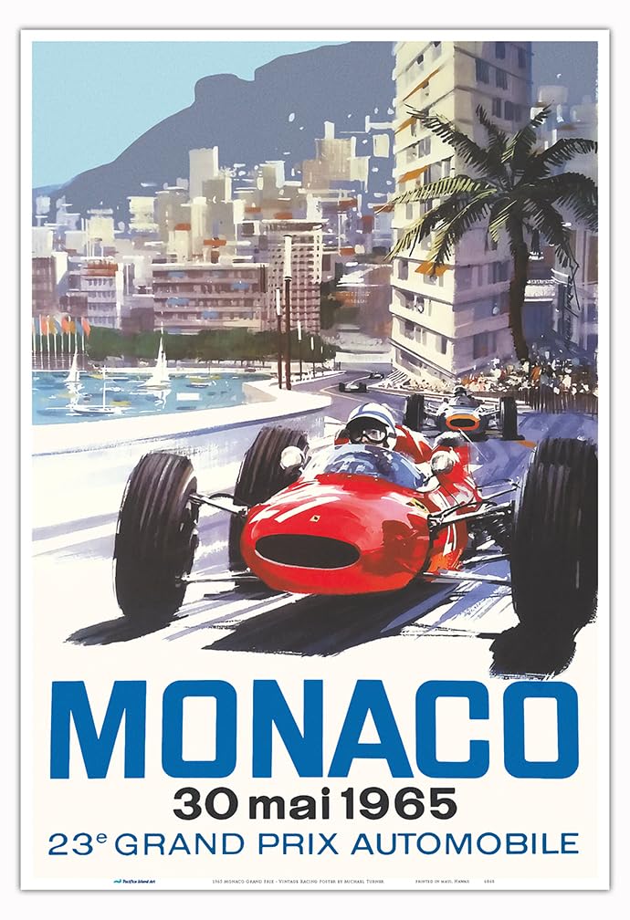 1965 Monaco Grand Prix - Vintage Racing Poster by Michael Turner - Master Art Print (Unframed) 13in x 19in