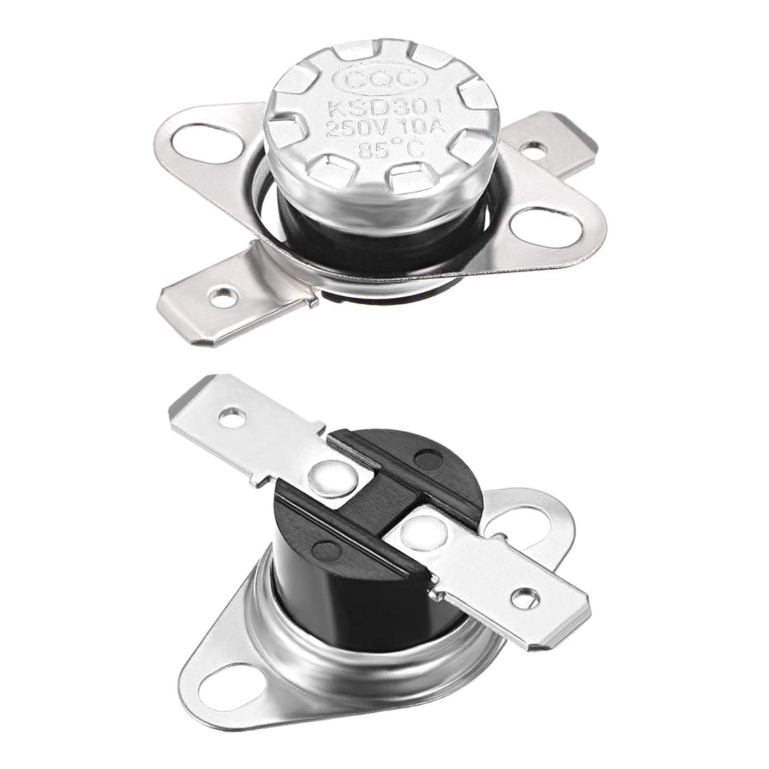 uxcell KSD301 Thermostat 85°C/185°F 10A Normally Open N.O Adjust Snap Disc Temperature Switch 2pcs,Bakelite Material