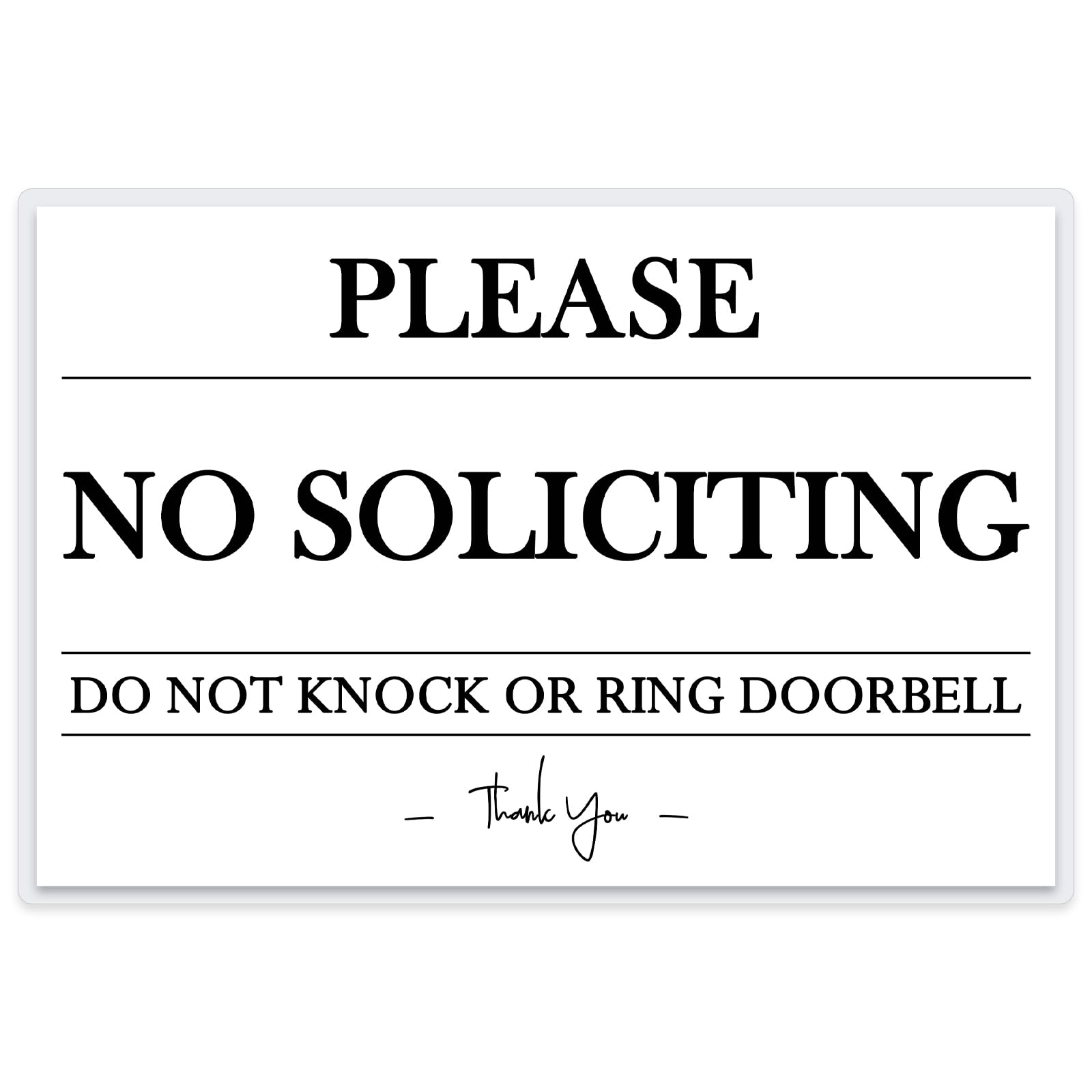 No Soliciting Sign for Front Door - 4x6 Inch Laminated No Solicitors Sign with 4 Damage-Free Adhesive Dots, for Home, Office & Apartment Doors