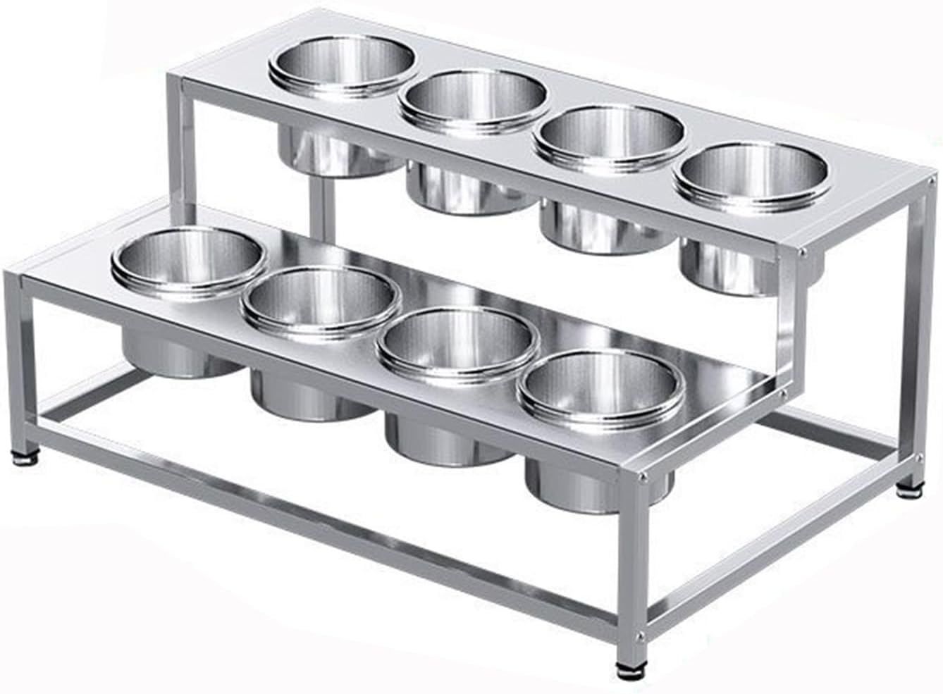 Commercial Condiment Racks for Kitchen Buffets, Stainless Steel Seasoning Containers with Lid, Pizza Topping Station,Without Lid-4