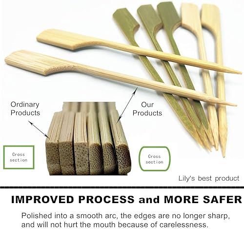 Miniatura 2 de HOPELF Pinchos de paleta de bambú de 10 pulgadas para shish kabob, brochetas de frutas, barbacoa, cocina, parrilla, aperitivos. Pico de madera, más
