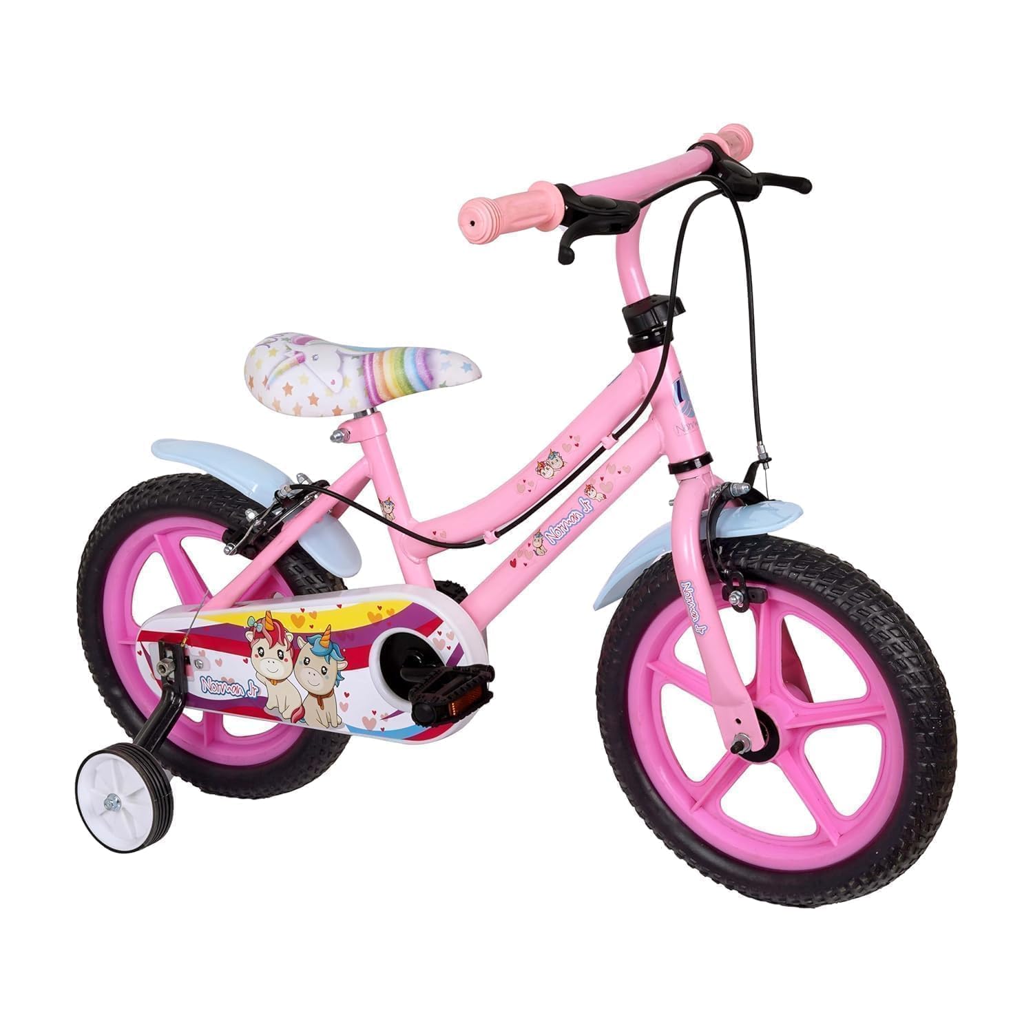 NORMAN JR , Bike for Boys and Girls, Kids' Bicycle 14Inch with Training Wheels for Ages 3-7 Years Old, Toddler Bike with 95% Assembled (Blush Pink)-image-13