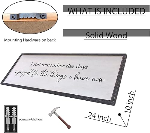 Miniatura 2 de Letrero enmarcado de madera con texto en inglés "I Still Remember The Days I Prayed", para decoración de pared, 24 x 10 pulgadas, para el hogar,