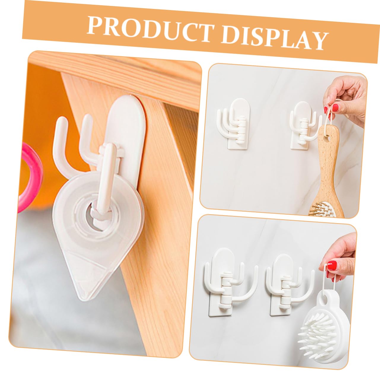 KICHOUSE 4 Pcs Kitchen Door Hook Rotatable Storage Hook Cabinet Hanging Holder Over Door Hooks Clothes Hanger White