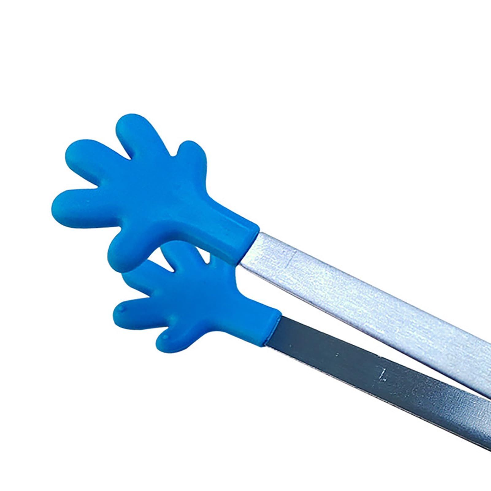 Hand Shape Food Tongs Silicone Tips Blue Stainless Steel Funny Heat Easy Clean Kitchen Tool for Ice Fruits and Sugar