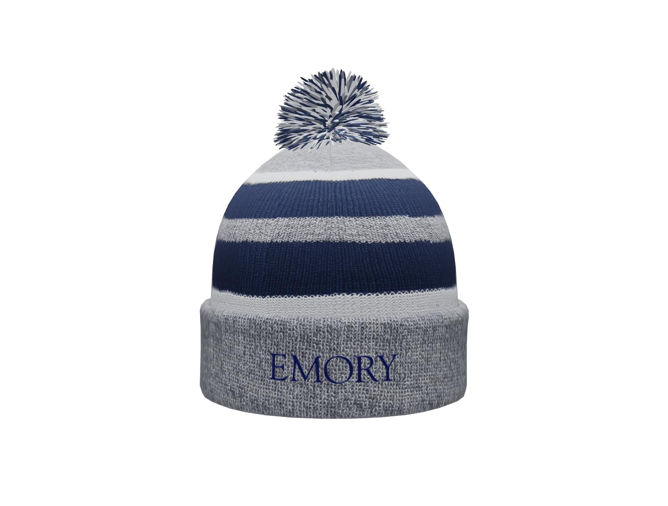 Emory Eagles Prime Cuffed Fold Over Pom Pom Winter Knit Beanie