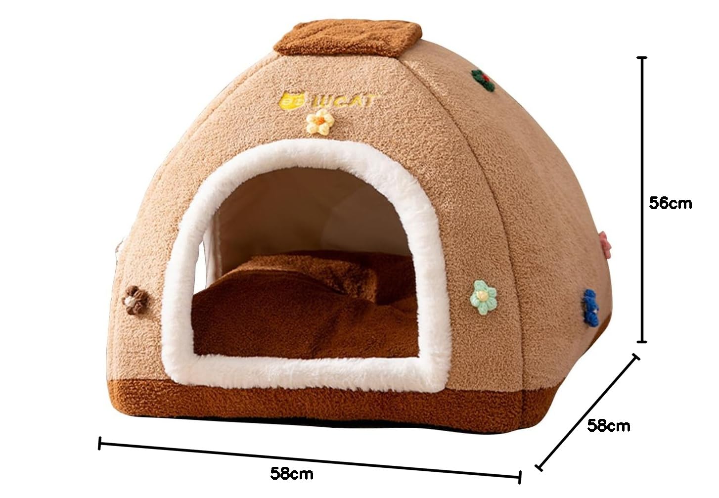 Galatée Cuccia Per Gatti, Cuccia Calda e Carina Per Gatti, Tenda Morbida Con Cuscino Rimovibile, Comodo Letto Per Cani, Letto Comodo Per Cucciolo, Gattino e Coniglio(XL, Marrone)