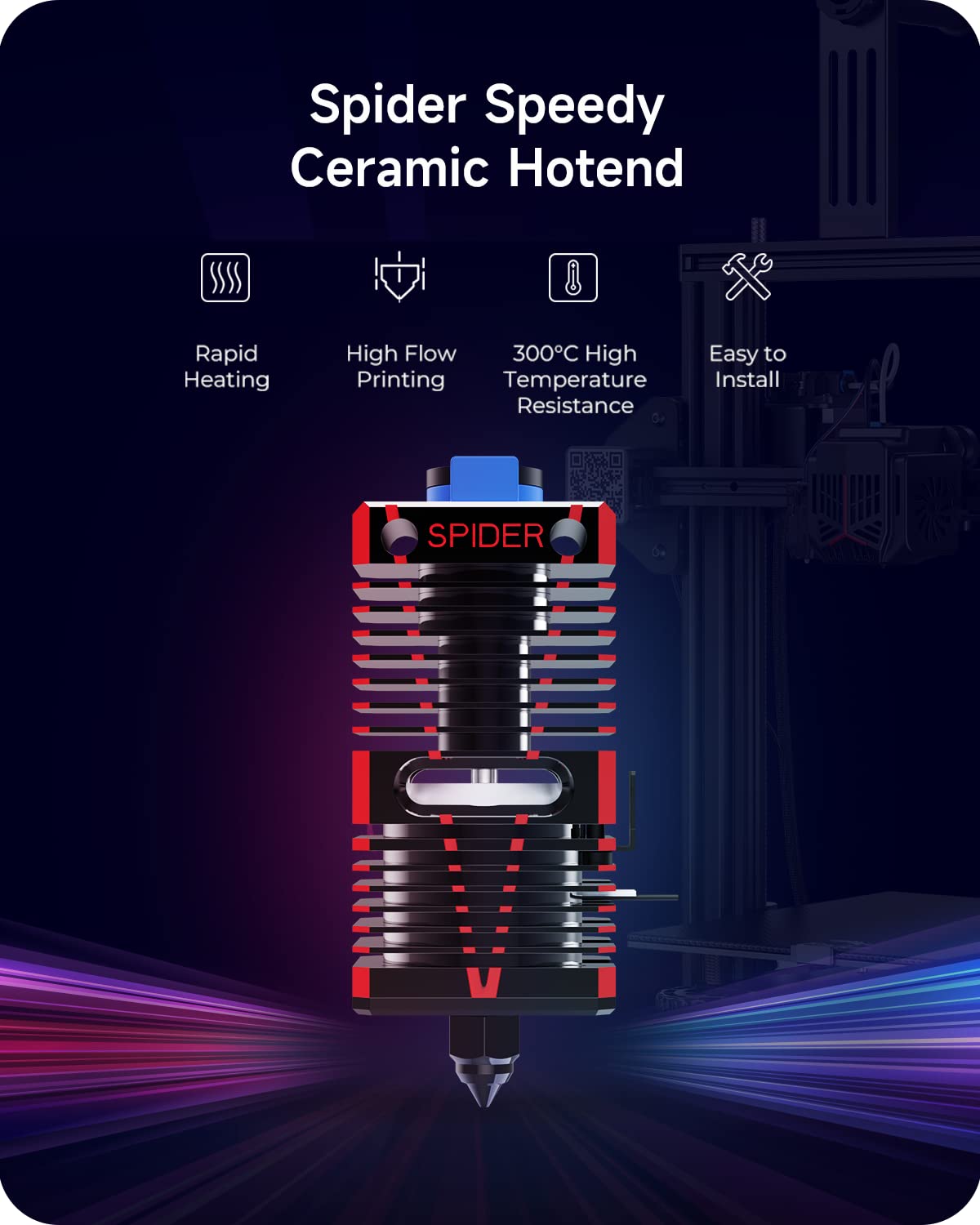 Creality Official Upgrade Spider Ceramic Hotend, Cut Print Time by 30%, Compatible with Creality Ender 3, Ender 3v2, Ender 3 pro, Ender 5 Series and CR-10 Series 3D Printer