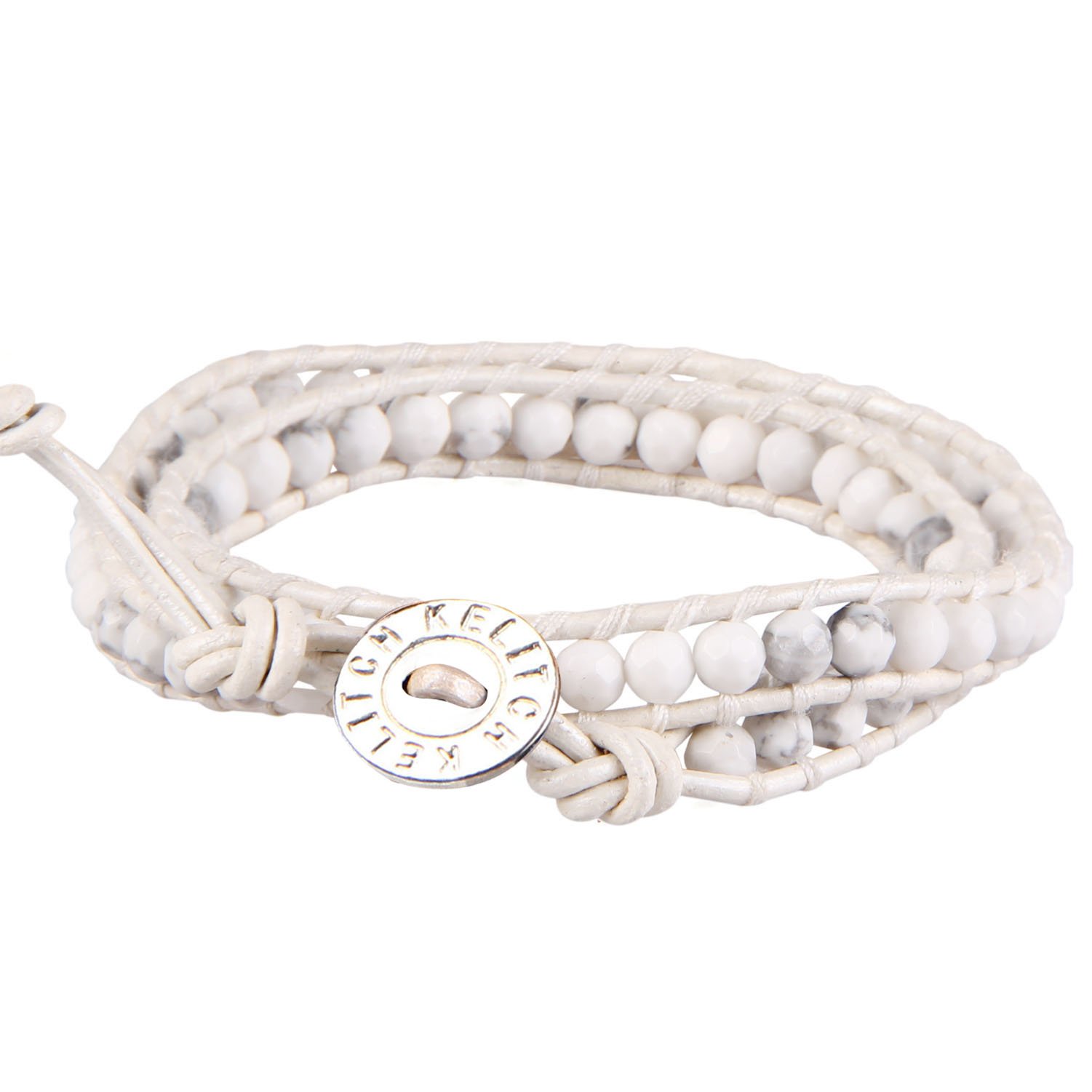 KELITCH Minimalistisch Damen Perlen Wrap Armband Natürliche