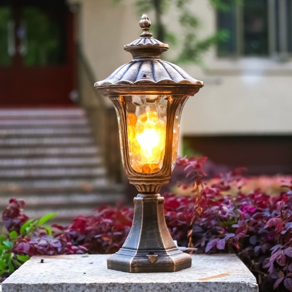 Portalampada per Esterni E27 Lampade a Colonna Antipioggia Tradizione Classic Victoria Lampada a palo in Vetro Patio Lampione Stradale Impermeabile Moderna Villa Giardino Prato Pillar Light