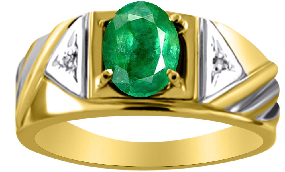 Anillo de plata de ley o chapado en oro amarillo con zafiro y diamante para hombre
