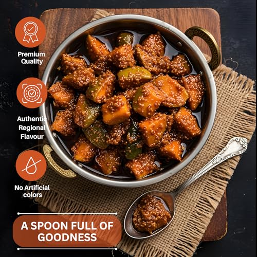 Image of Nilon's Johar Jharkhand Mango Pickle (475g) Homemade Aam Ka Aachar | Spicy & Tangy Pickle in Authentic Jharkhand Style with Raw Mango, Mustard Oil & Spices with No Added Artificial Colour