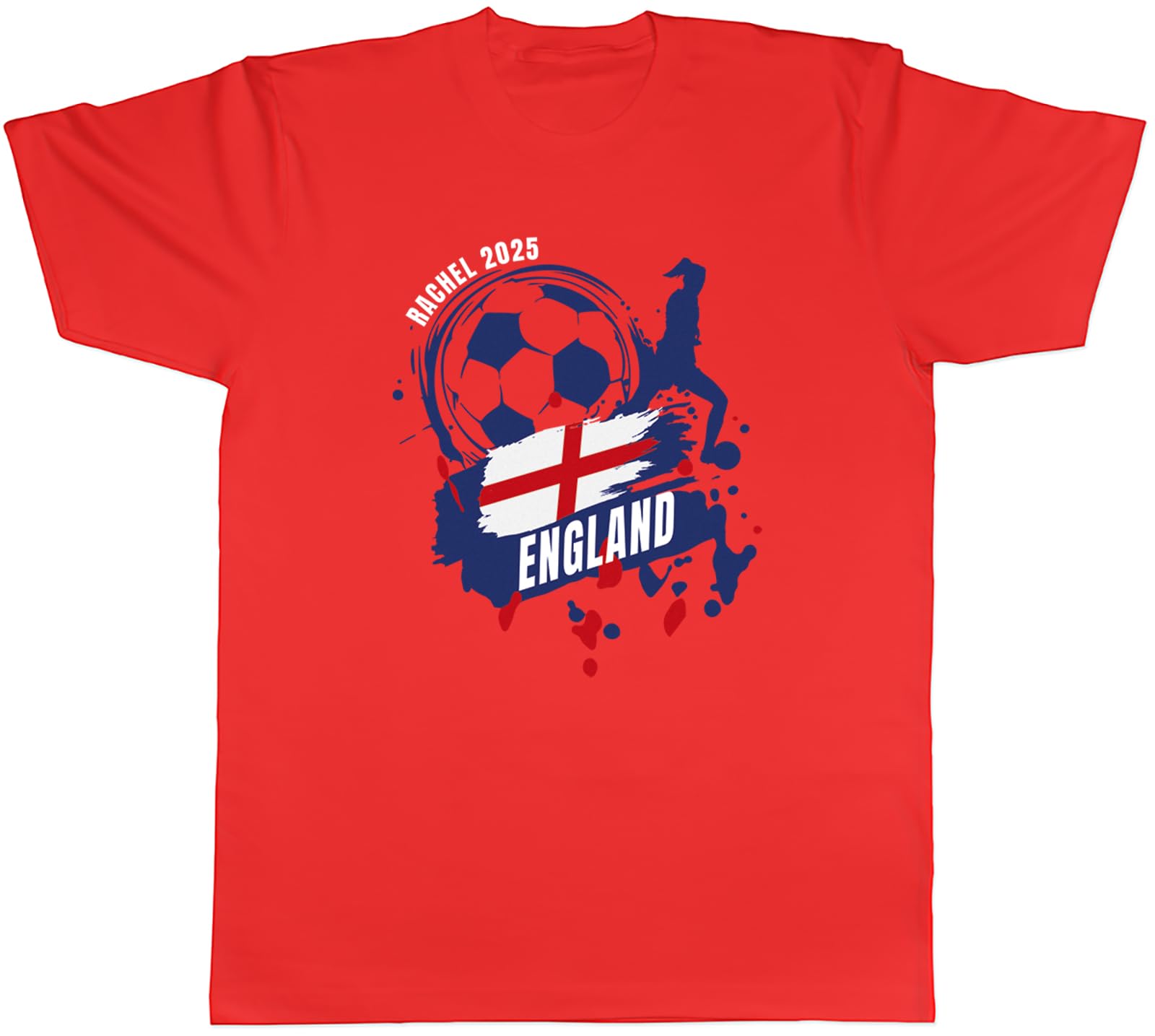 Shopagift Personalised England Football Supporter Fan 2025 Mens T-Shirt Tee Red