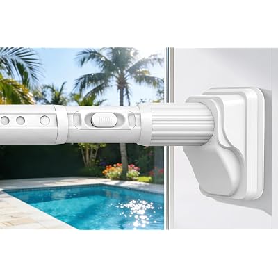 YNL Tension Curtain Rod No Drilling, 41-122 Inch Long Heavy Duty Shower Curtain Rod, One-Click Adjustable Tension Rods for Bathroom/Patio/Window, Outdoor Rods, Renter Friendly, Non-Slip, White