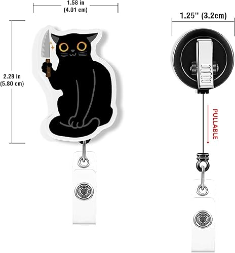 Miniatura 8 de WIRESTER Juego de 2 soportes de identificación retráctiles con clip de cocodrilo para trabajadores de oficina, personal médico, enfermera, médico,